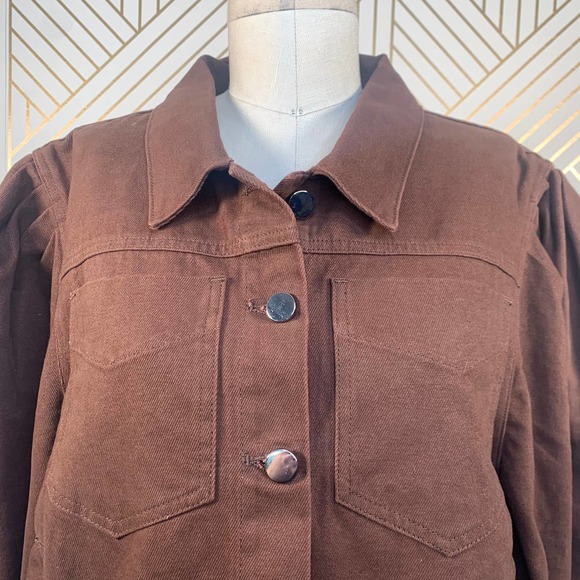 LPA the Label Kyla Denim Jacket Espresso Brown - Picture 3 of 12